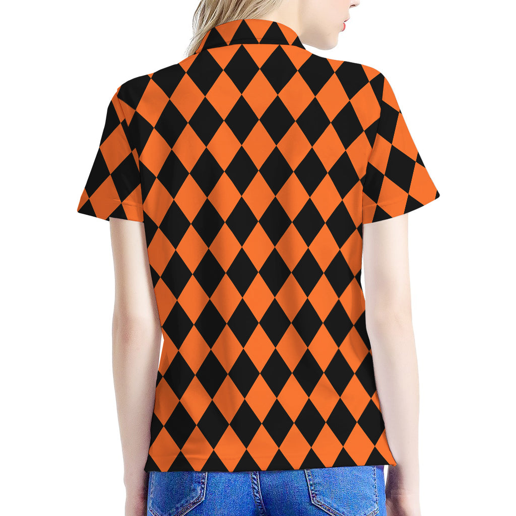 Halloween Harlequin Pattern Print Women's Polo Shirt