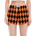 Halloween Harlequin Pattern Print Women's Split Running Shorts