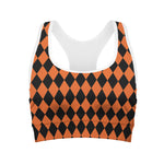 Halloween Harlequin Pattern Print Women's Sports Bra