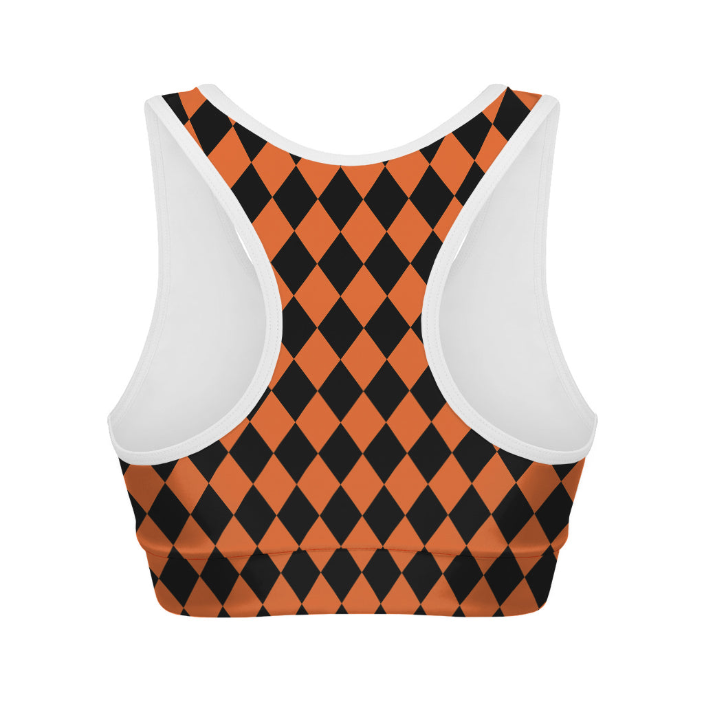 Halloween Harlequin Pattern Print Women's Sports Bra