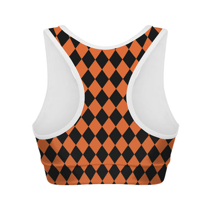Halloween Harlequin Pattern Print Women's Sports Bra