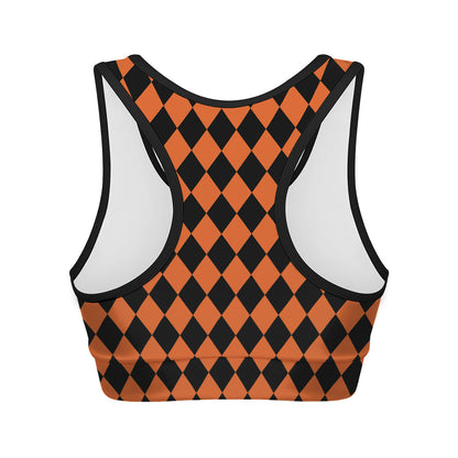 Halloween Harlequin Pattern Print Women's Sports Bra