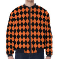 Halloween Harlequin Pattern Print Zip Sleeve Bomber Jacket