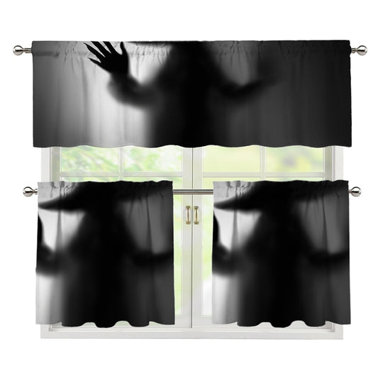 Halloween Horror Witch Print 3 Piece Kitchen Curtains