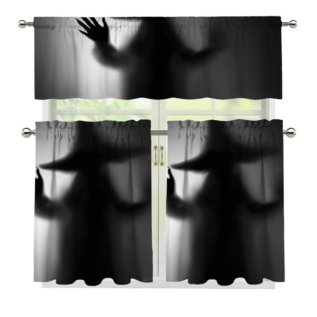Halloween Horror Witch Print 3 Piece Kitchen Curtains