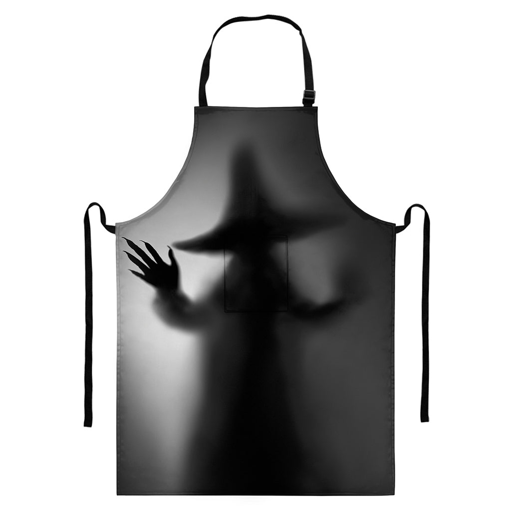 Halloween Horror Witch Print Bib Apron With Pocket