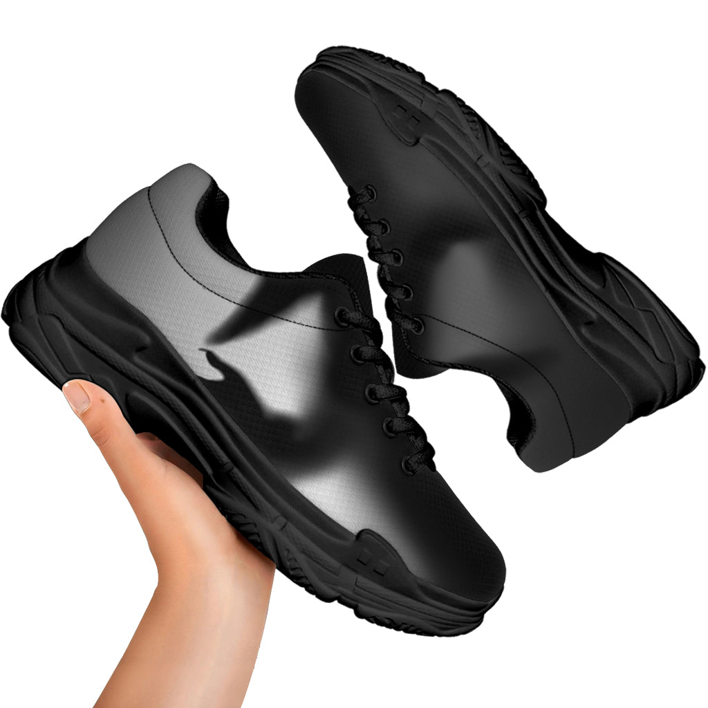 Halloween Horror Witch Print Black Chunky Shoes