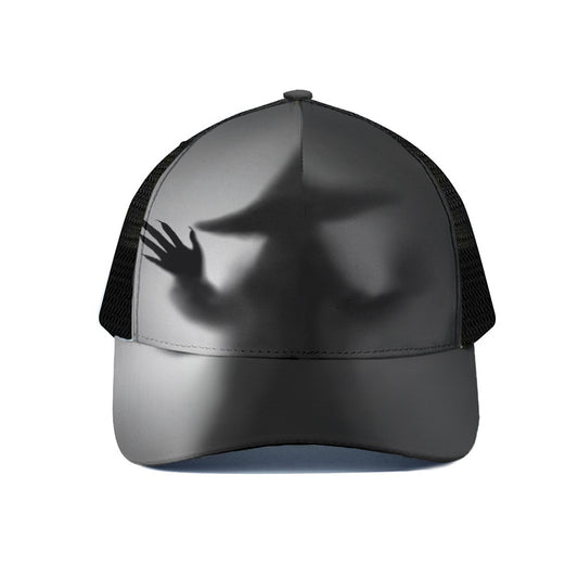 Halloween Horror Witch Print Black Mesh Trucker Cap