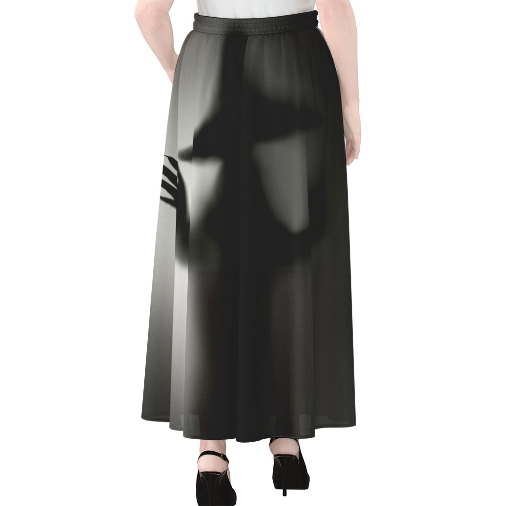 Halloween Horror Witch Print Chiffon Maxi Skirt