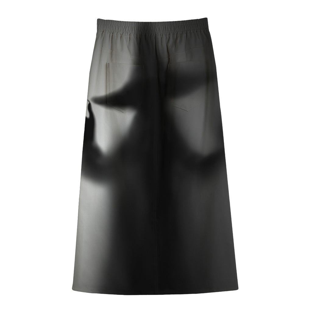 Halloween Horror Witch Print Cotton Front Slit Maxi Skirt