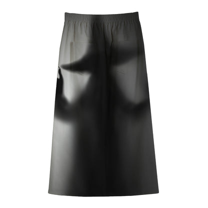 Halloween Horror Witch Print Cotton Front Slit Maxi Skirt