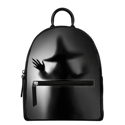 Halloween Horror Witch Print Leather Backpack