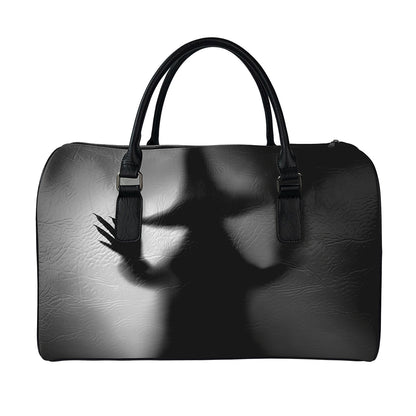 Halloween Horror Witch Print Leather Duffle Bag