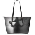 Halloween Horror Witch Print Leather Tote Bag With Zipper