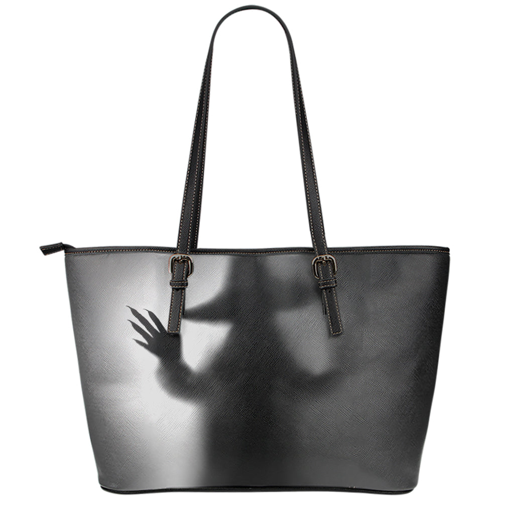Halloween Horror Witch Print Leather Tote Bag