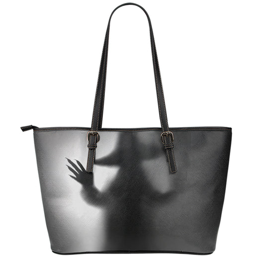 Halloween Horror Witch Print Leather Tote Bag