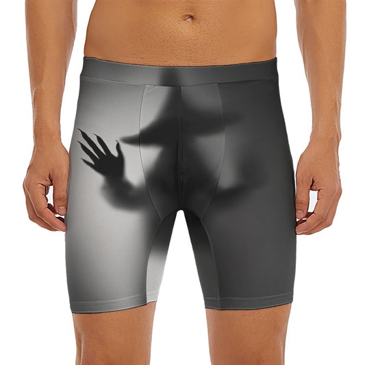 Halloween Horror Witch Print Men's Long Boxer Briefs