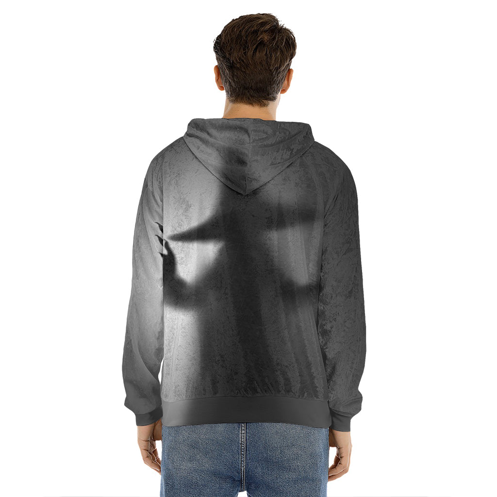 Halloween Horror Witch Print Men's Velvet Pullover Hoodie
