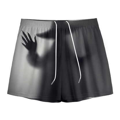 Halloween Horror Witch Print Mesh Shorts