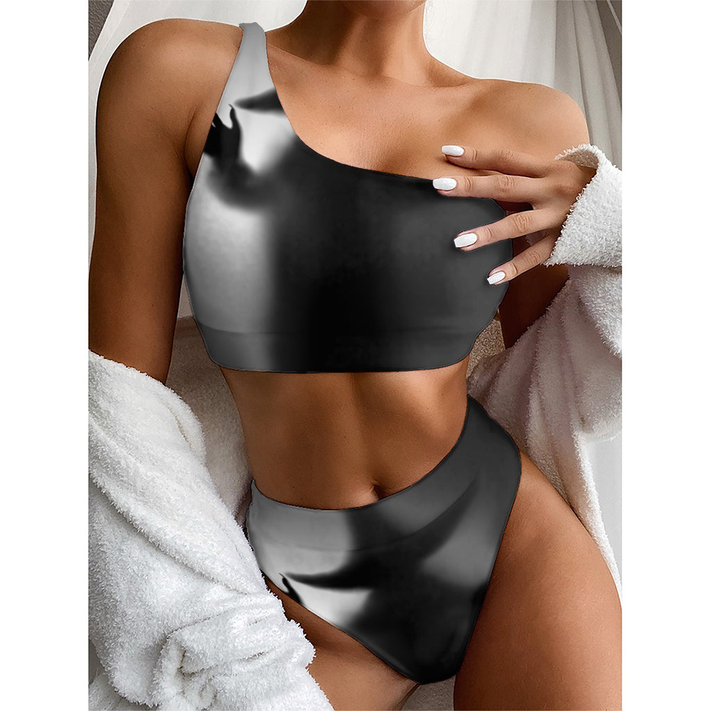 Halloween Horror Witch Print One Shoulder Bikini Top