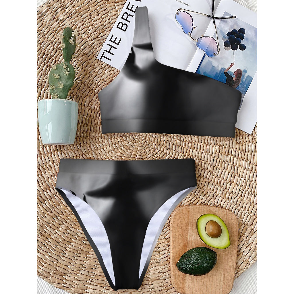 Halloween Horror Witch Print One Shoulder Bikini Top
