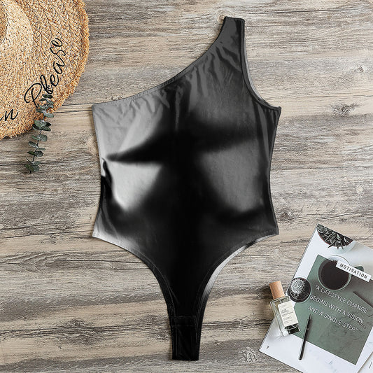 Halloween Horror Witch Print One Shoulder Bodysuit