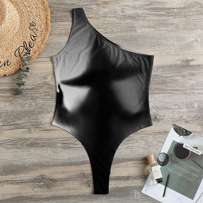 Halloween Horror Witch Print One Shoulder Bodysuit