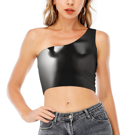 Halloween Horror Witch Print One Shoulder Crop Top
