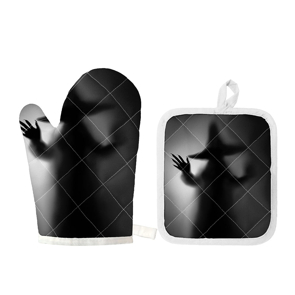 Halloween Horror Witch Print Oven Mitt And Pot Holder Set
