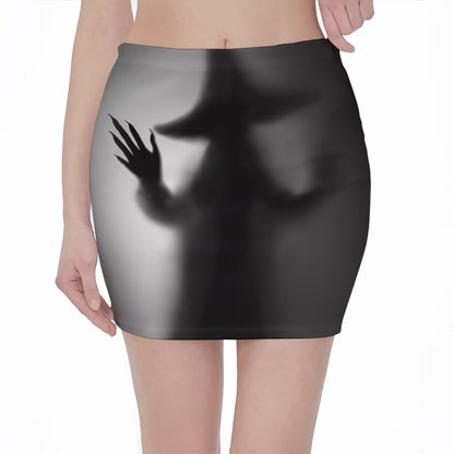 Halloween Horror Witch Print Pencil Mini Skirt