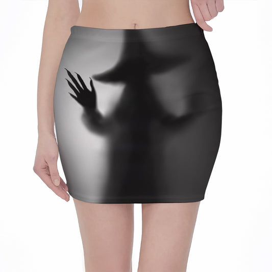 Halloween Horror Witch Print Pencil Mini Skirt