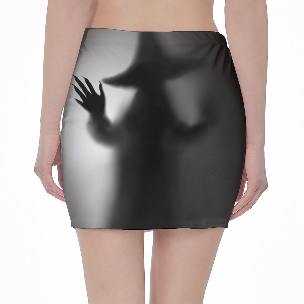 Halloween Horror Witch Print Pencil Mini Skirt