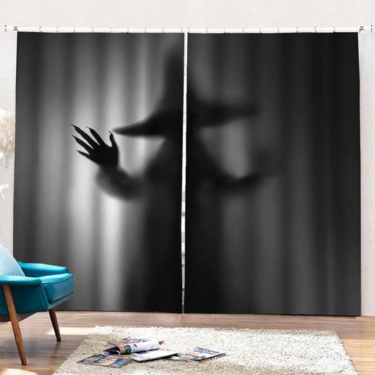Halloween Horror Witch Print Pencil Pleat Curtains