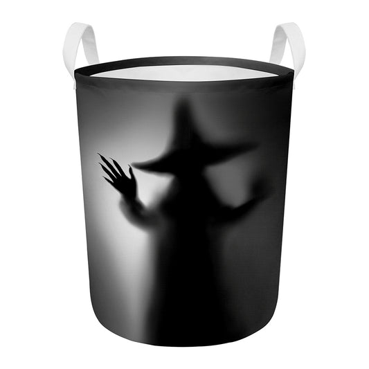 Halloween Horror Witch Print Round Laundry Basket