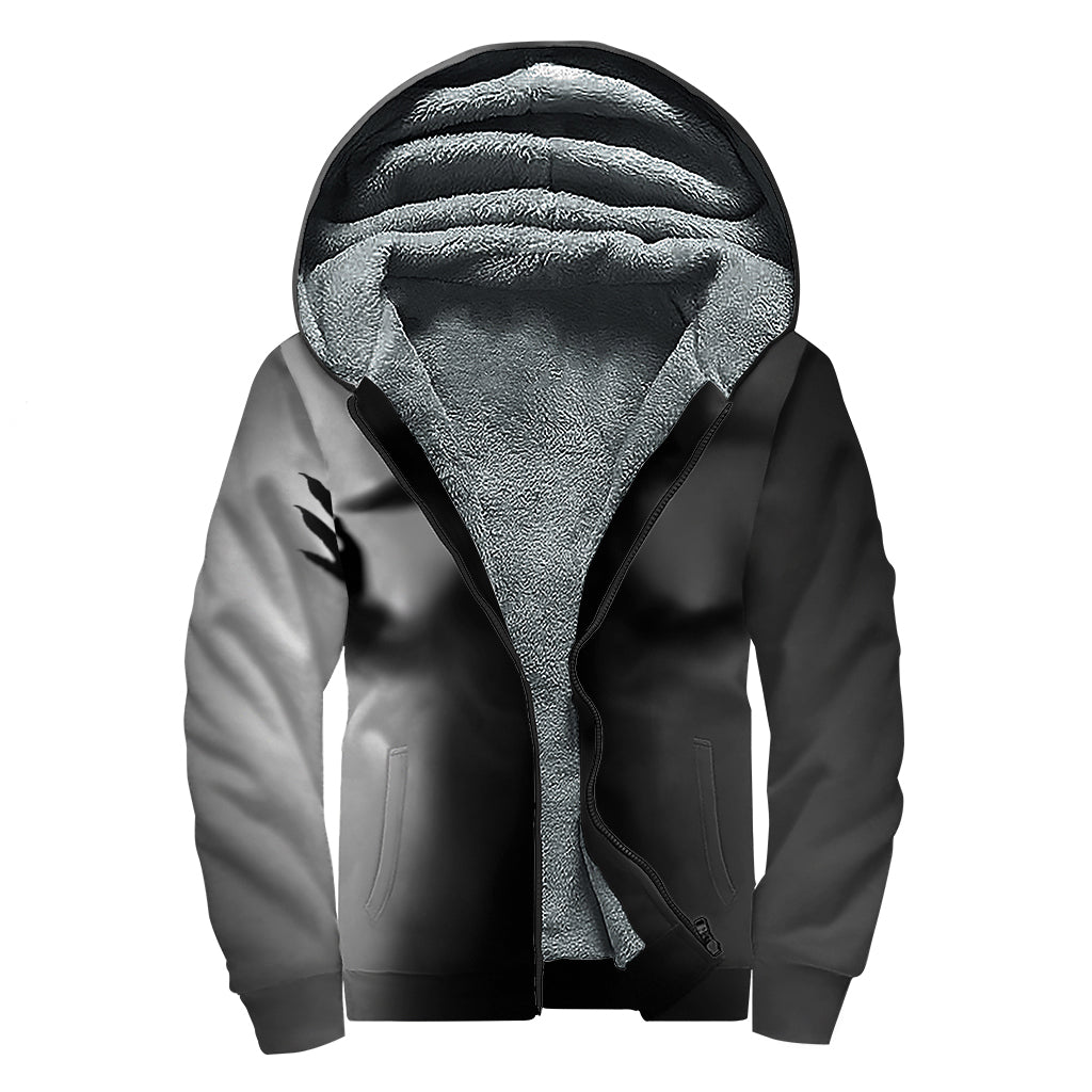 Halloween Horror Witch Print Sherpa Lined Zip Up Hoodie