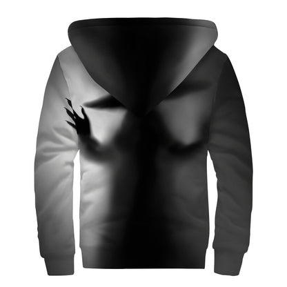 Halloween Horror Witch Print Sherpa Lined Zip Up Hoodie