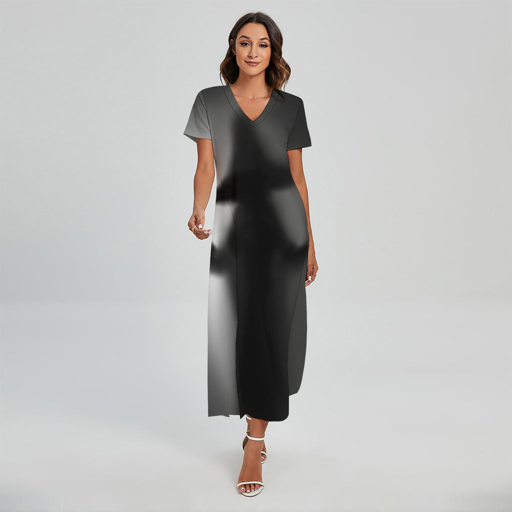 Halloween Horror Witch Print Short Sleeve Maxi Dress