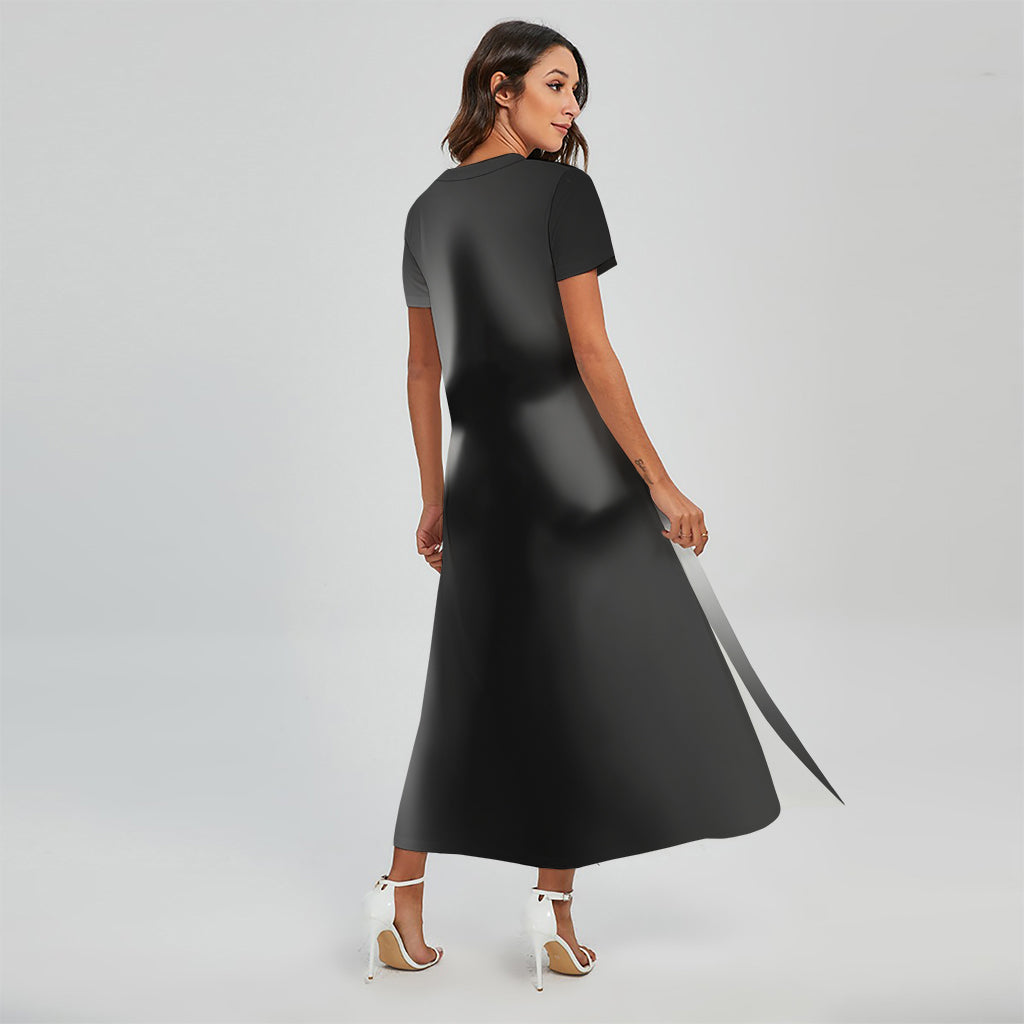 Halloween Horror Witch Print Short Sleeve Maxi Dress