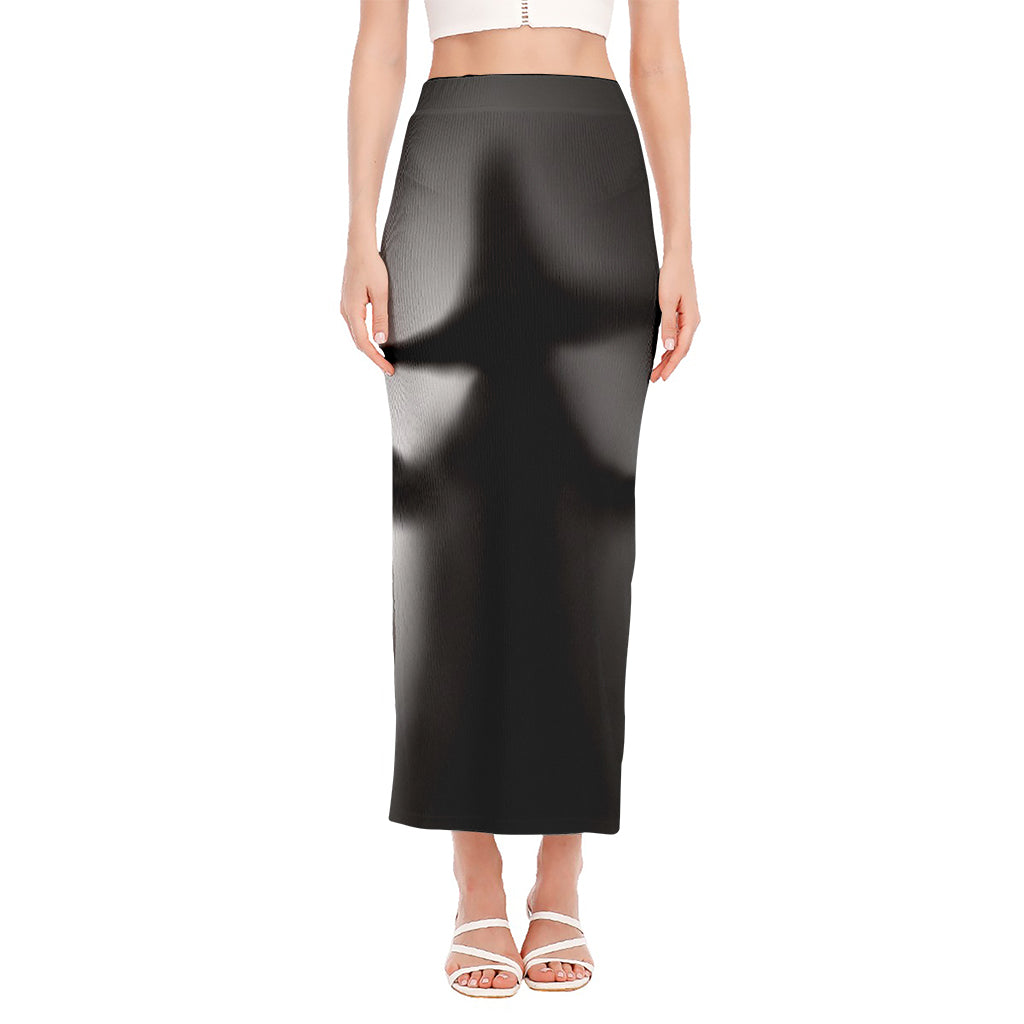 Halloween Horror Witch Print Side Slit Maxi Skirt
