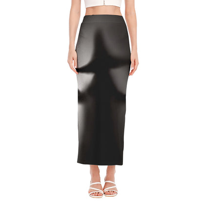 Halloween Horror Witch Print Side Slit Maxi Skirt