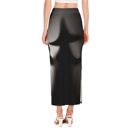 Halloween Horror Witch Print Side Slit Maxi Skirt