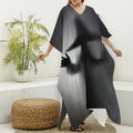 Halloween Horror Witch Print Silk V-Neck Kaftan Dress