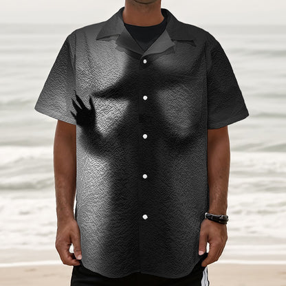 Halloween Horror Witch Print Textured Short Sleeve Shirt