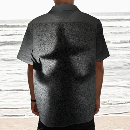 Halloween Horror Witch Print Textured Short Sleeve Shirt