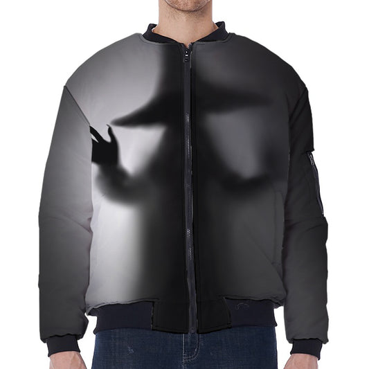 Halloween Horror Witch Print Zip Sleeve Bomber Jacket