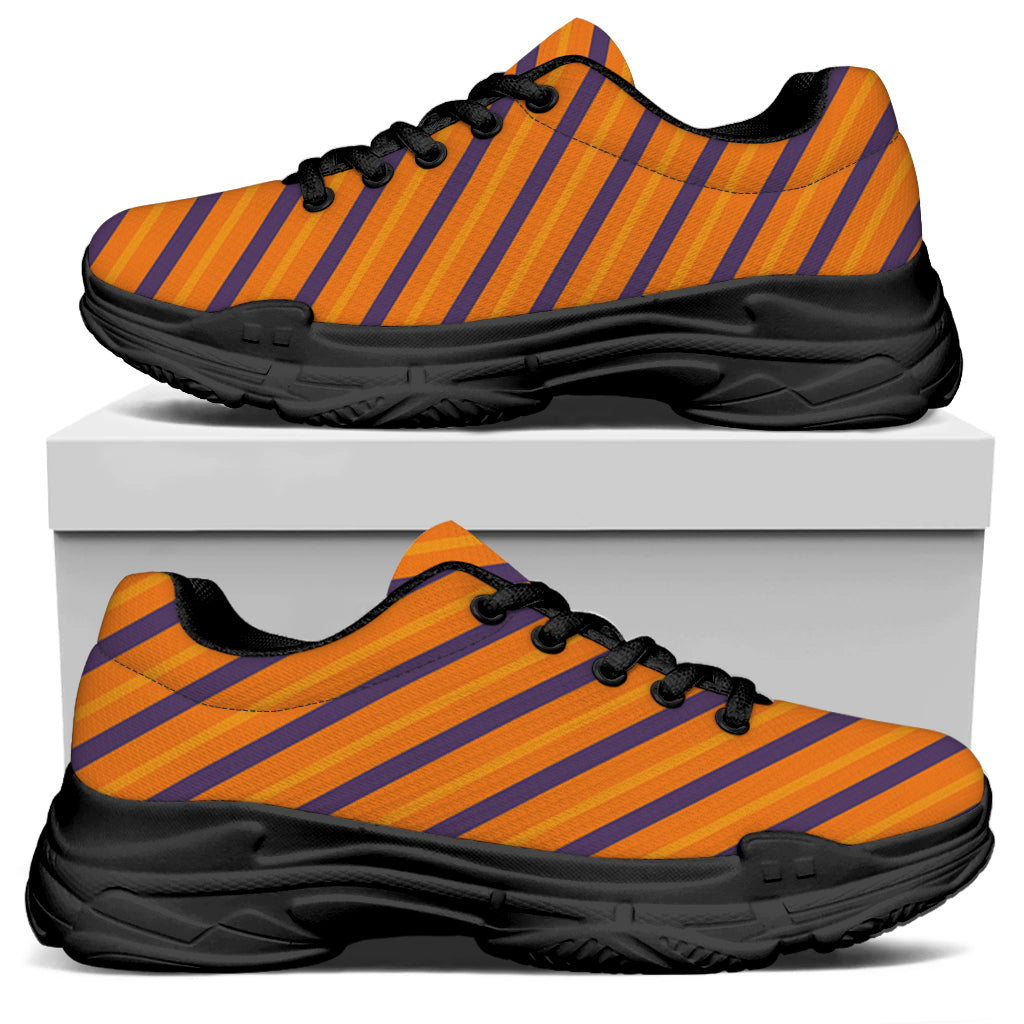 Halloween Line Pattern Print Black Chunky Shoes