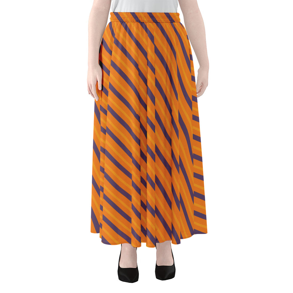 Halloween Line Pattern Print Chiffon Maxi Skirt