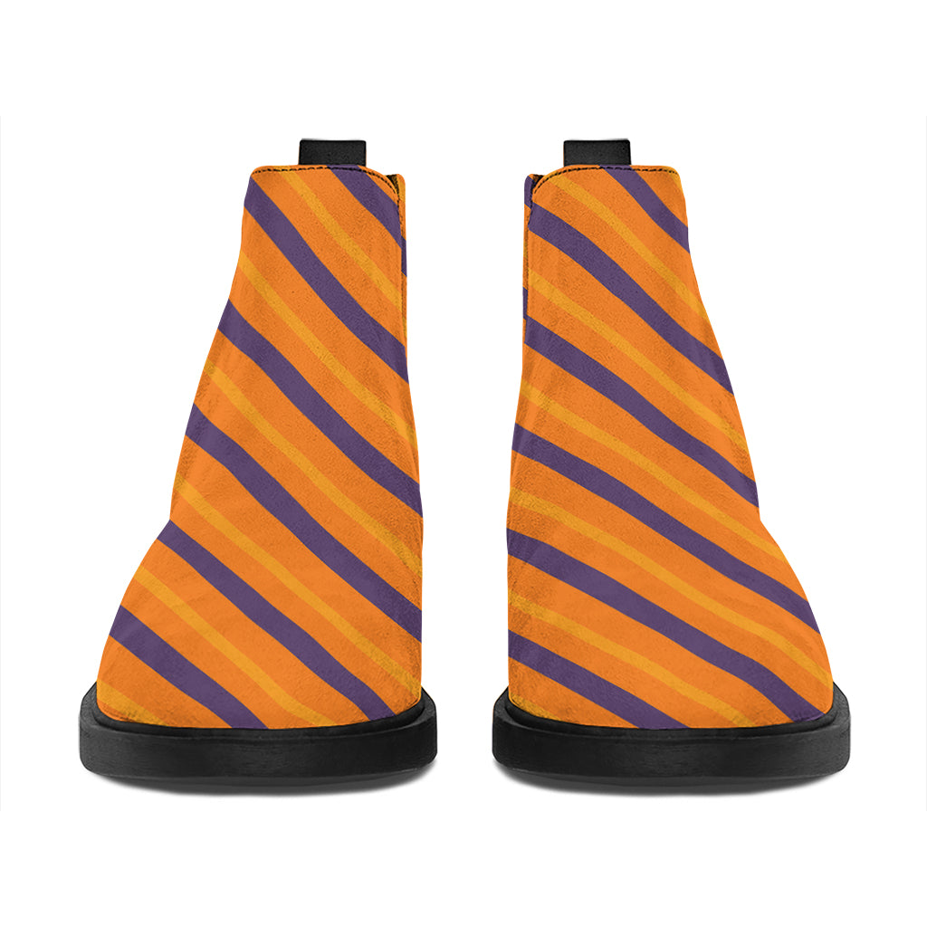 Halloween Line Pattern Print Flat Ankle Boots