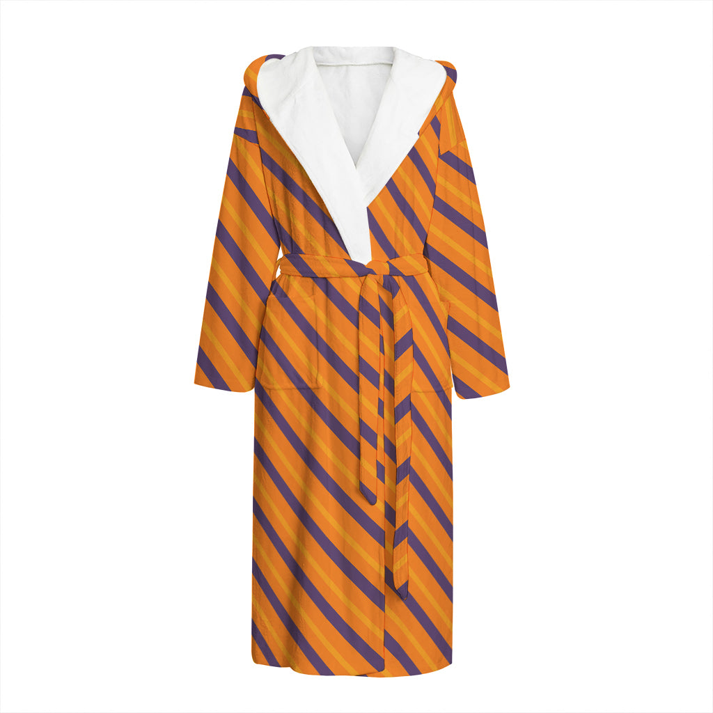 Halloween Line Pattern Print Hooded Bathrobe