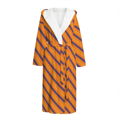 Halloween Line Pattern Print Hooded Bathrobe